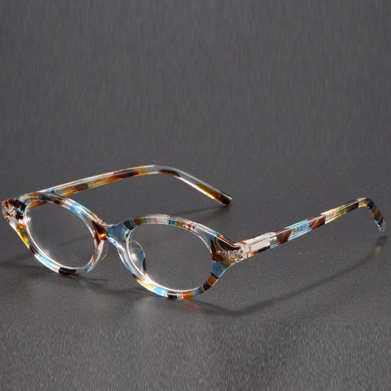 New Oval Small Frame Reading Glasses Ultralight Anti Blue Light Presbyopic Glasses Women Stylish Printing Far Sight Eyewear +4.0