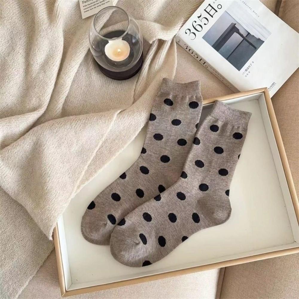 Mid-Calf Length Polka Dot Socks Polka Dot Pattern Casual Socks Japanese Aesthetic Style
