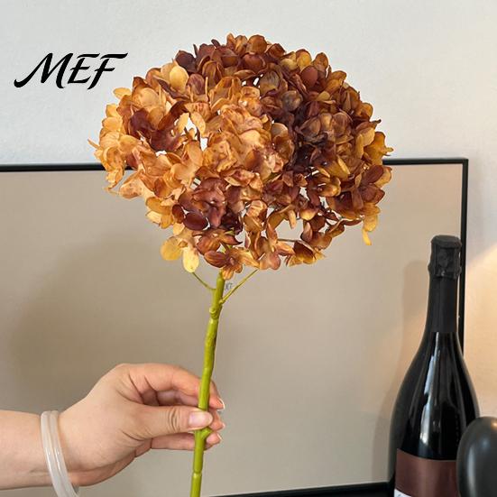 Artificial Hydrangea Flowers for Home Decor Autumn Silk with Retro Burnt Edge, Multi Colors Bendable Hydrangeas Table Centerpiece Stem