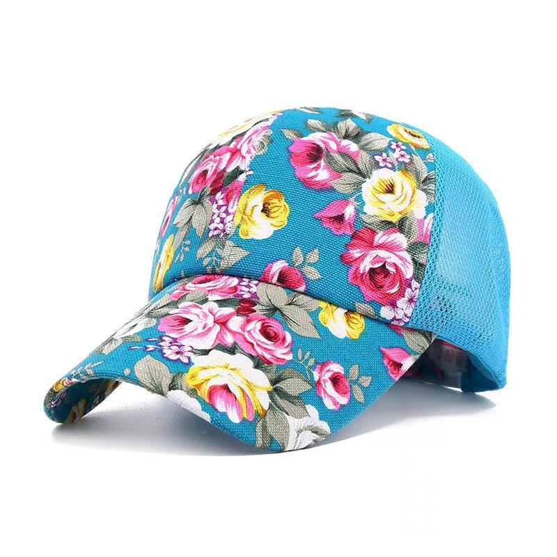 Бейсболка из цветочной ткани для туризма и отдыха, женская весенне-летняя кепка в этническом стиле с утиным язычком и цветочными элементами
