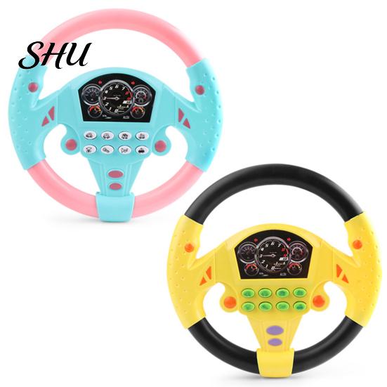 Co-pilot Steering Wheel Toy Game Preschool Rotate 360 Degrees with Sound 2 Stable Suction Cups Scene Experience Educational Auditory Cognition