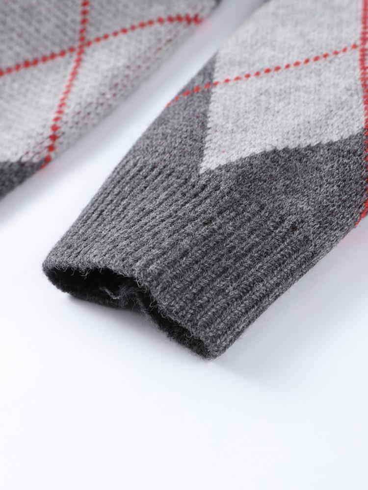 Женский жаккардовый вязаный свитер с ромбовидным узором, с круглым вырезом, женский теплый и модный зимний пуловер с круглым вырезом 2025