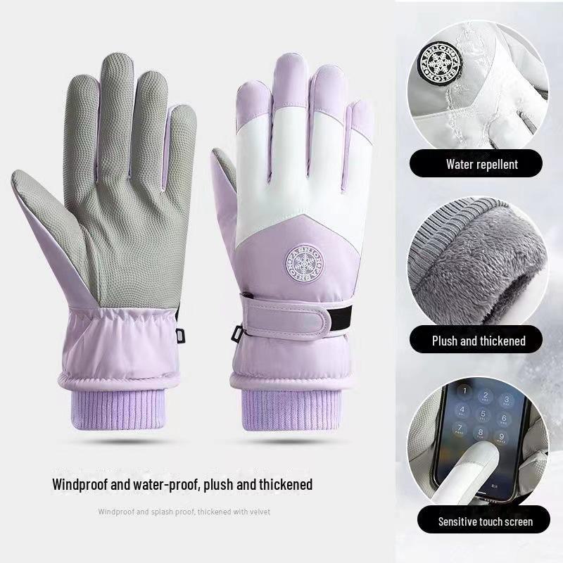 Ветрозащитные водонепроницаемые горнолыжные перчатки для зимней езды на велосипеде, теплые и морозостойкие, с функцией сенсорного экрана и толстой бархатной подкладкой.