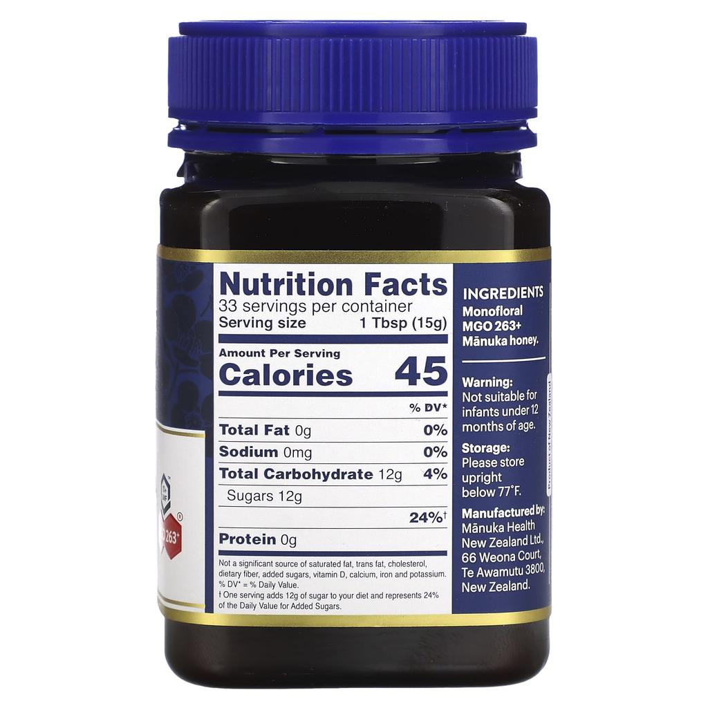 Manuka Health, Натуральный мёд Манука, UMF 10+, MGO 263+, 17,6 унц. (500 г)