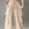 Женские брюки-карго с высокой талией, большие карманы с несколькими карманами, быстросохнущие однотонные брюки с завязками на щиколотке, уличная одежда в стиле хип-хоп, женские брюки