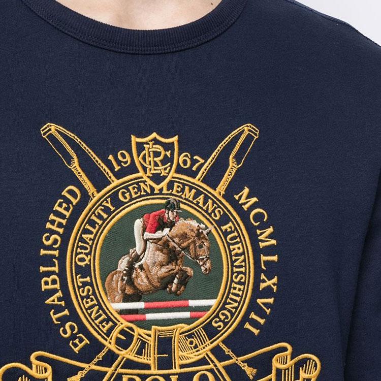Polo Ralph Lauren вышитый флисовый свитшот с круглым вырезом мужские свитшоты синий 710823534-001