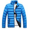 Stand-up Collar Cotton-padded Coat Zipper Autumn and Winter Solid Color Large Size Coat