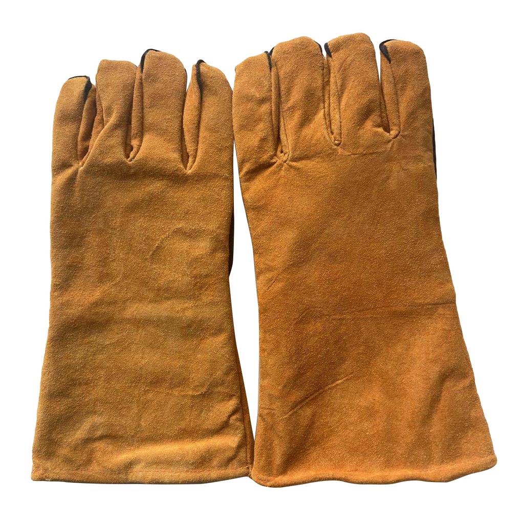 Welding Gloves Heat/Fire Resistant Gloves Durable Leather Gloves for BBQ,Oven Furnace, Fireplace Stove and More