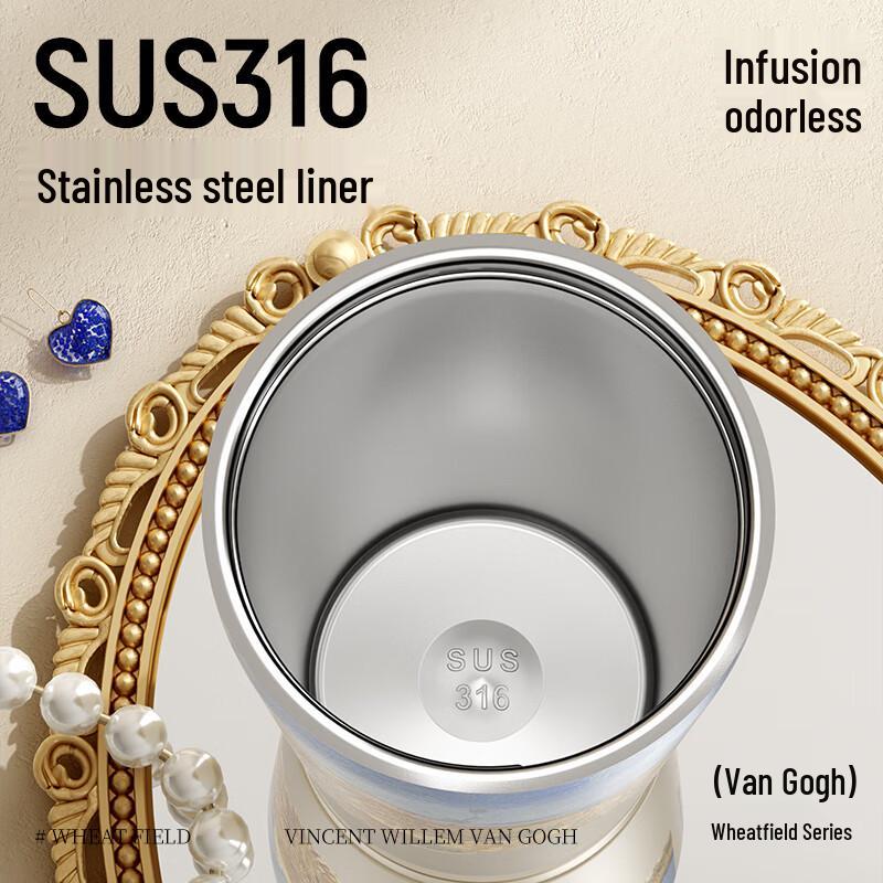 TOMIC Van Gogh Series 316 Stainless Steel Insulated Coffee Mug, 500ml