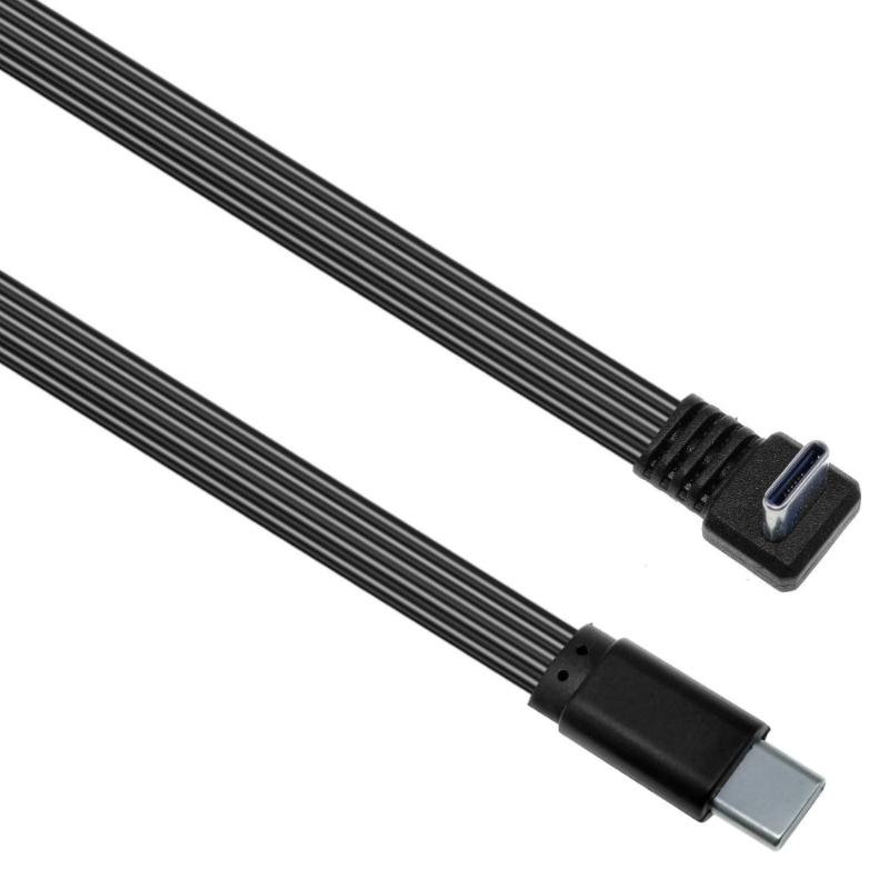 Гибкий плоский USB-C кабель FPC, изогнутый под углом 90 градусов, 45 Вт PD-зарядка, скорость 480 Мбит/с, подходит для игровых консолей, FPV-устройств