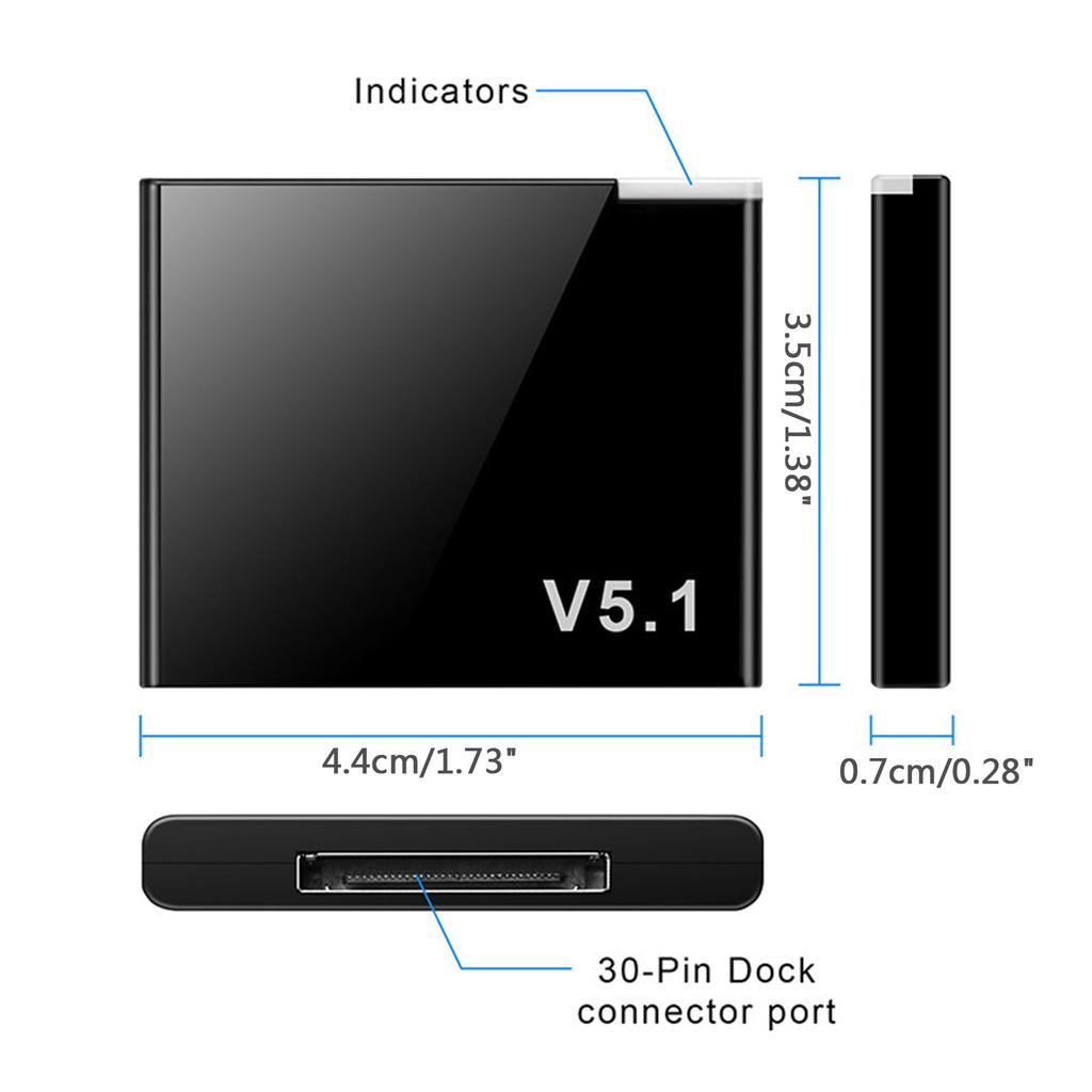 30 Pin Bluetooth-compatible Adapter Audio Receiver Wireless Blue tooth Adapter Quick Pairing for 30Pin Analog Speaker