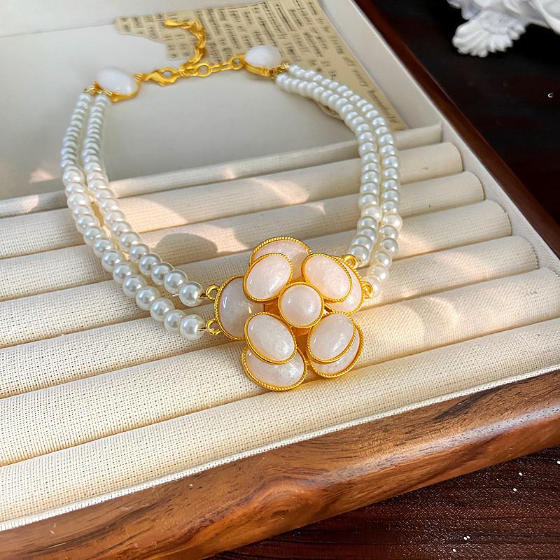 Многослойное ожерелье из жемчуга и бриллиантов – летняя устойчивая к выцветанию цепочка на ключицу, корейский стиль