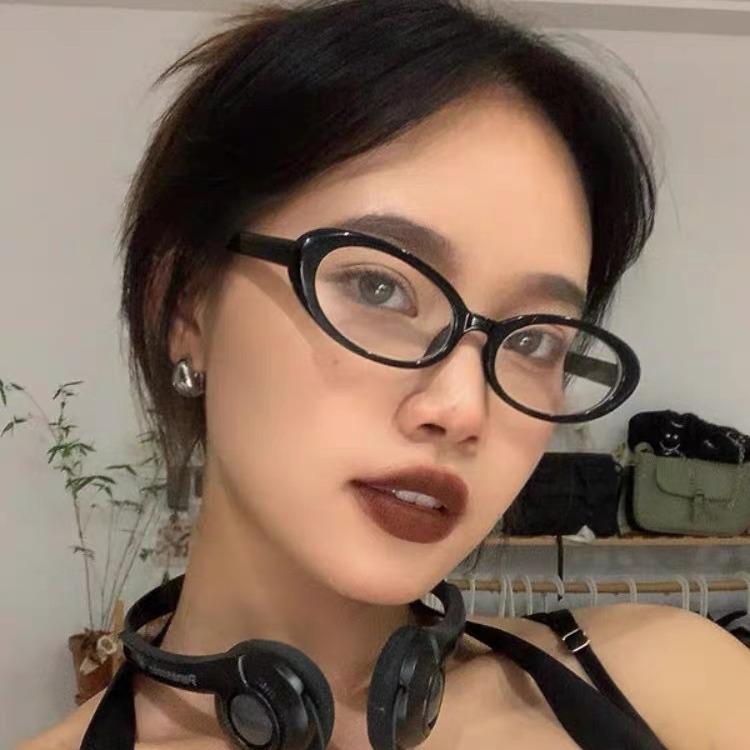 Анти-синий свет женские ретро маленькие овальные очки тренд тонкие плоские очки оправа для волос