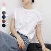 New Summer Mesh Ruffled Round Neck Cotton T-shirt for Women