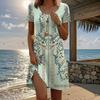 Женская мода Изящные Ретро Платья с Цветочным Принтом Летние Весенние С Коротким Рукавом Круглый Вырез Повседневные