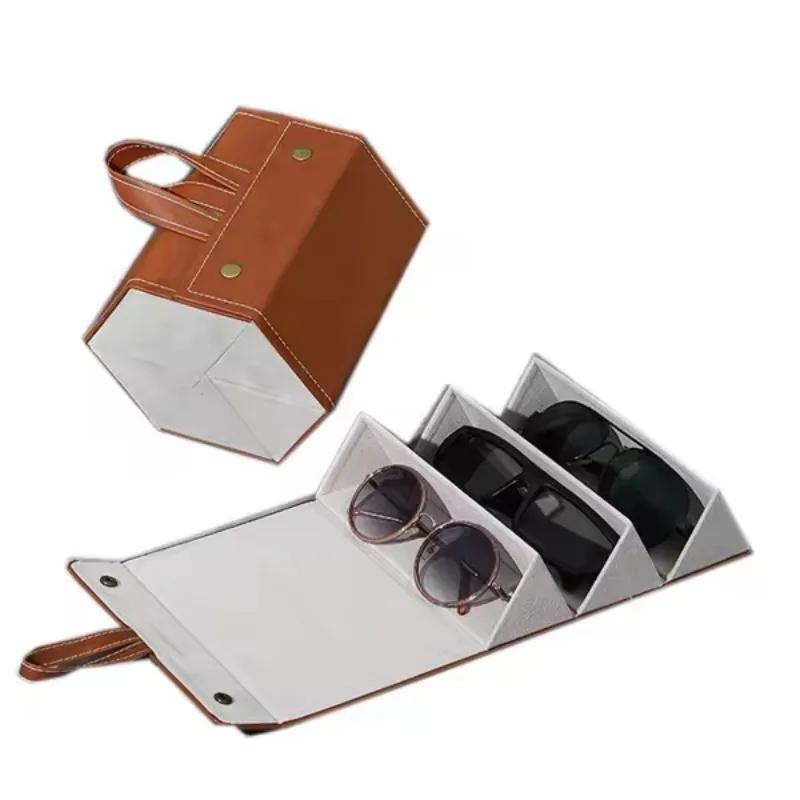 Foldable Glasses Storage Box Portable Glasses Organizer Sunglasses Eyeglasses Storage Containermulti-Slot Travel Glasses Case