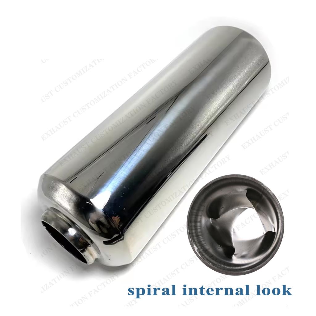 Performance Exhaust Resonator 63mm Inlet Outlet Muffler 304 Stainless Steel Spiral Surface Exhaust System DIY Car Accessories