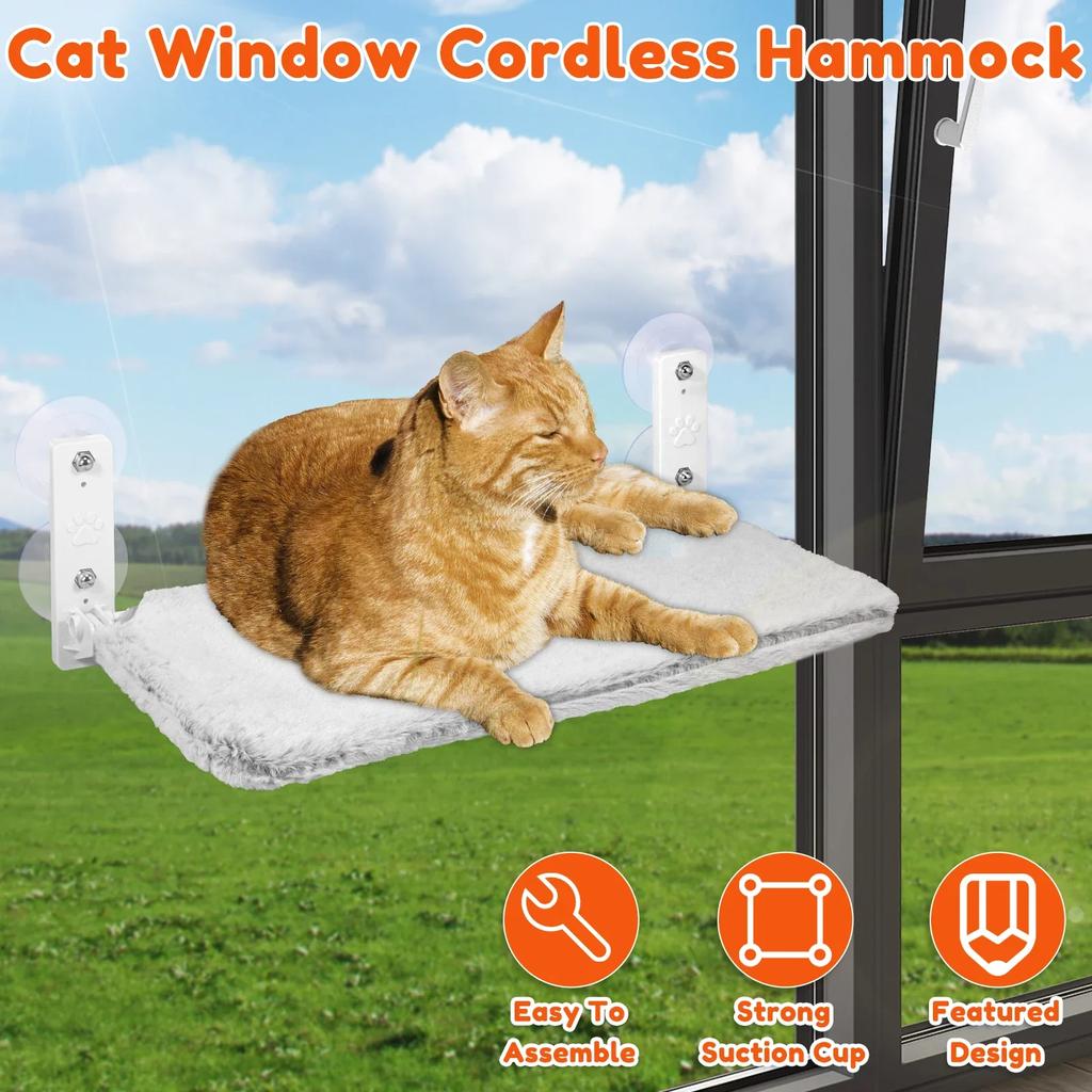 Foldable Cat Hammock Comfortable Aerial Hanging Cat Bed 40lbs Weight Capacity Kitten Window Perch Plush Cat Seat Pet 2025
