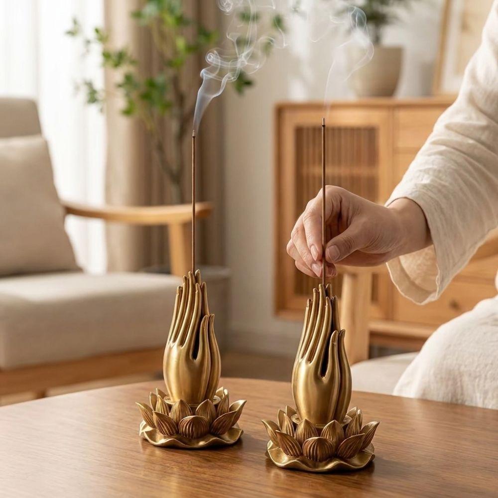 Praying Hand Lotus Hand Incense Holder Lotus-Base Tabletop Incense Base Tea Room