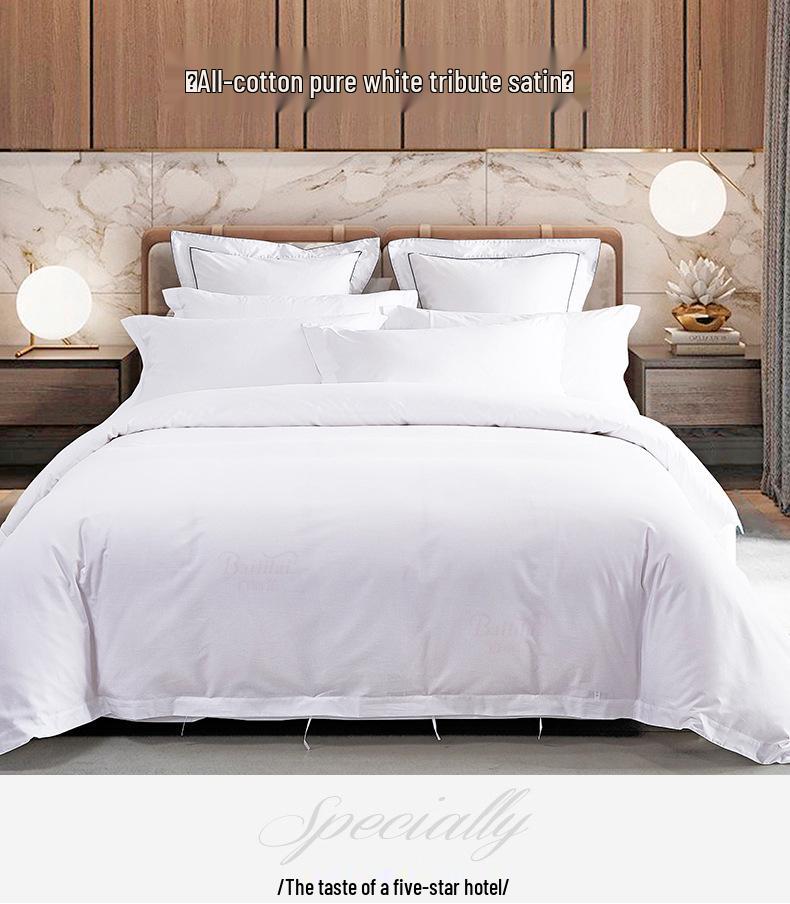 Hotel-Quality 60S Cotton Sateen Stripe Jacquard Bedding Set - 4 Pieces