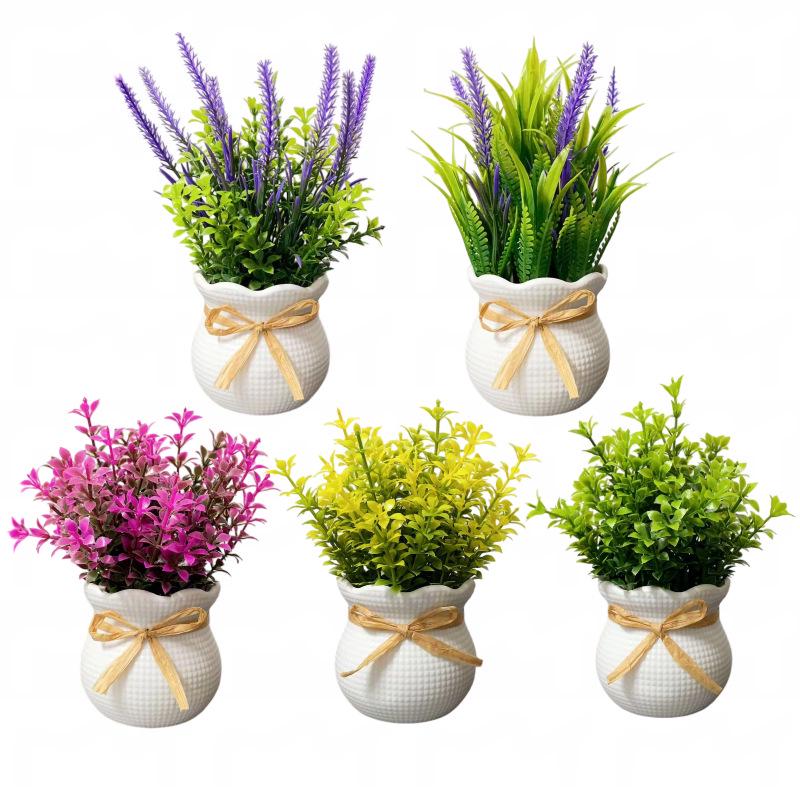 Artificial Green Plant Bonsai with Pot for Living Room Decoration - Simulation Potted Flowers and Ornaments