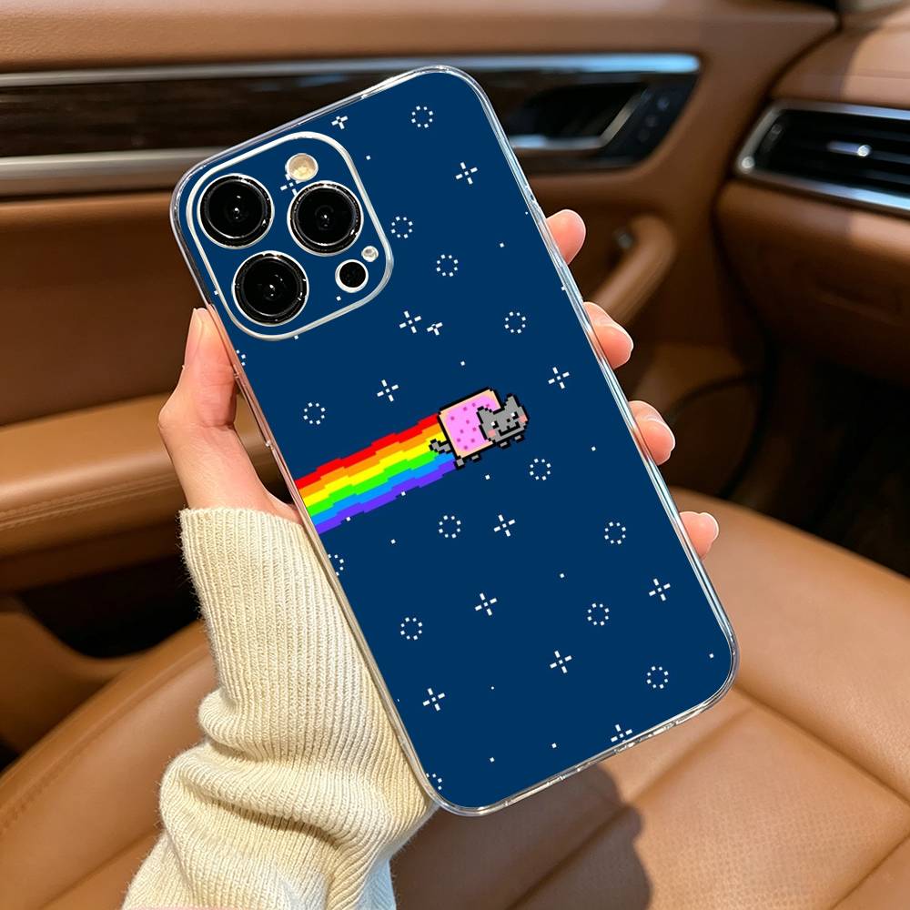 Милый Чехол-Телефон Кот Н-Нян -C- Для iPhone17,16,15,14,13,12,11 ,Pro Max, Plus Мягкий Силиконовый Прозрачный Чехол