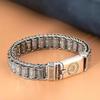 Lulu Tong Sterling Silver Men's Rotatable Prayer Wheel Bracelet with Hand-Woven Six-Syllable Mantra Chain