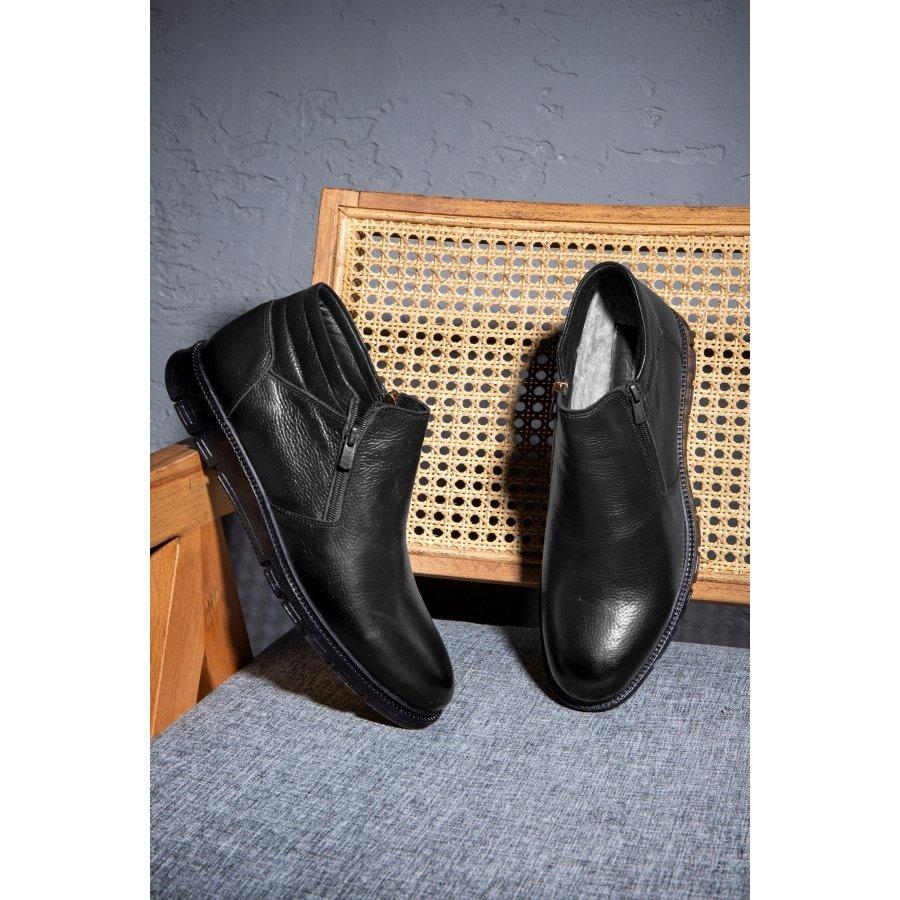 Мужские повседневные стильные ботинки из натуральной кожи на резиновой подошве с меховой подкладкой