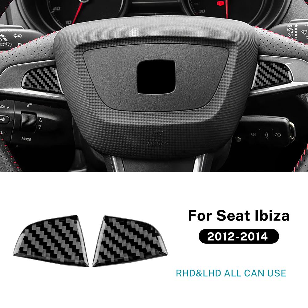 Real Soft Carbon Fiber Sticker For Seat Ibiza 6j 2012 2013 2014 LHD RHD Car Steering Wheel Center Bottom Frame Interior Trim