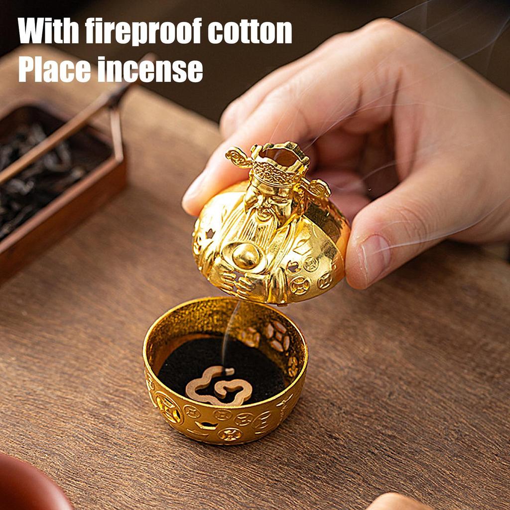 Creative Alloy Incense Burner Holder God Of Wealth Fumigation Incense Burner Stove Home Furnishings Decor Burn Incense Safely