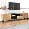 TV Cabinet with Open Shelves 2 Doors Metal Legs Space Saving Strong Load-bearing Color Blocking TV Cabinet Living Room Furniture