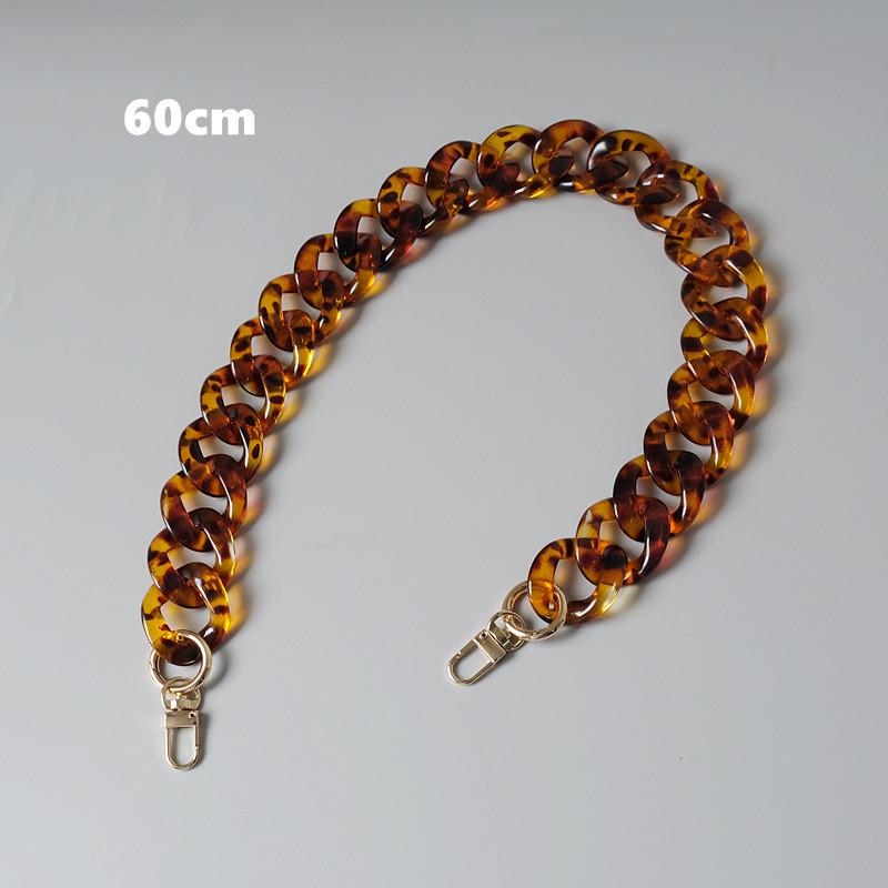 New Fashion Woman Handbag Accessory Chain Amber Leopard Acrylic Resin Chain Luxury Strap Women Clutch Shoulder Purse Chain