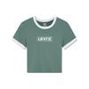 Levis Letter Print Crew Neck Short Sleeve T-Shirt Women Tops Green A3523-0070