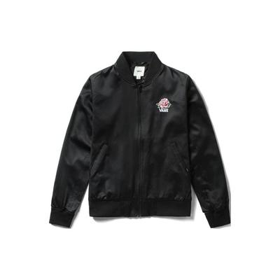 Бейсбольная куртка с цветочным принтом и буквами на молнии с длинным рукавом, женские куртки черного цвета VN0A3J5NBLK