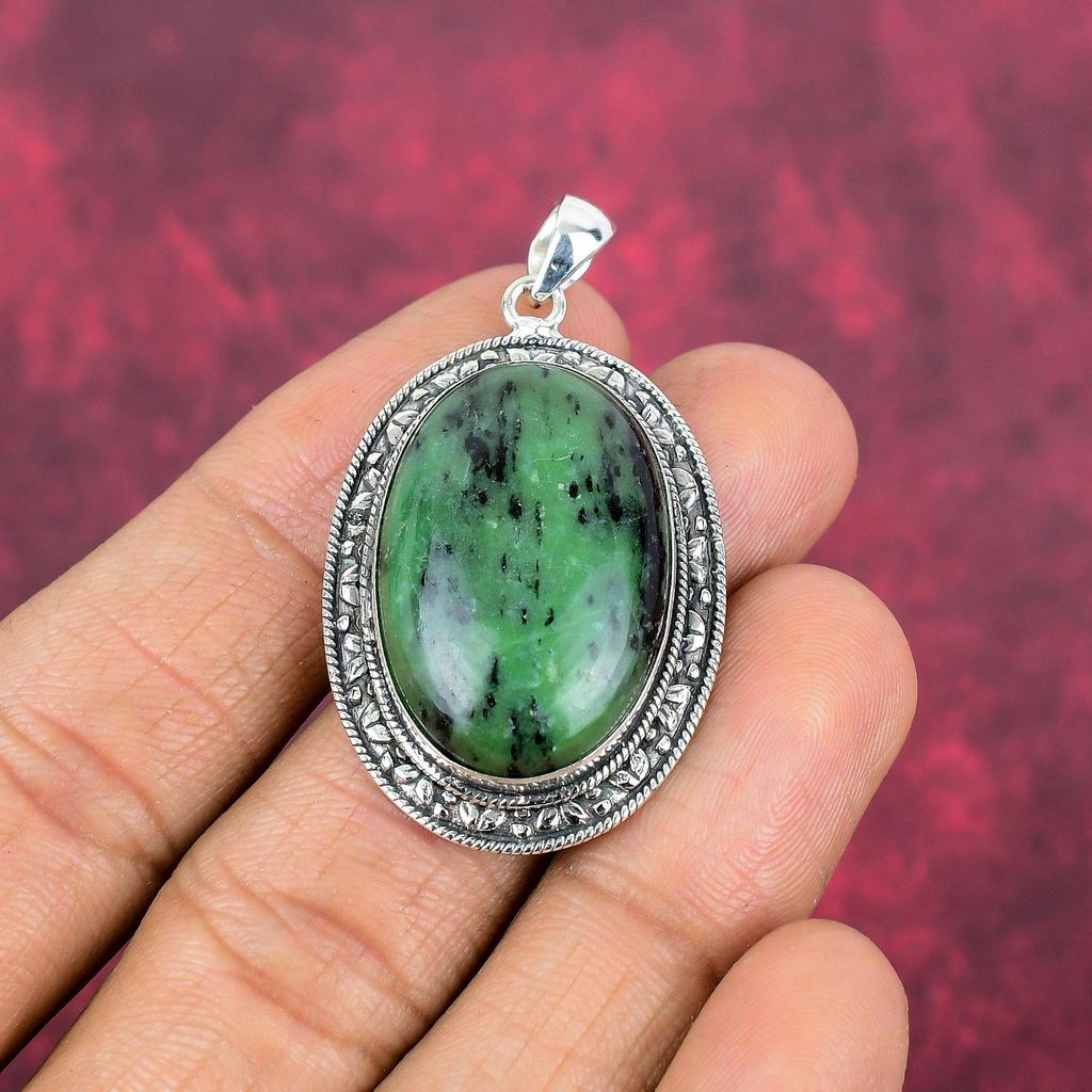 Ювелирные изделия с подвеской из рубина и зоизита, подвеска ручной работы из стерлингового серебра 925 пробы, ювелирные изделия новейшего дизайна