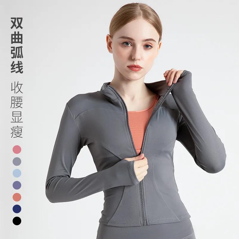 FiveFive S-3XL Женская спортивная куртка, облегающая, с длинными рукавами, пальто для фитнеса, топы для йоги с отверстиями для больших пальцев, спортивная куртка, толстовки для тренировок
