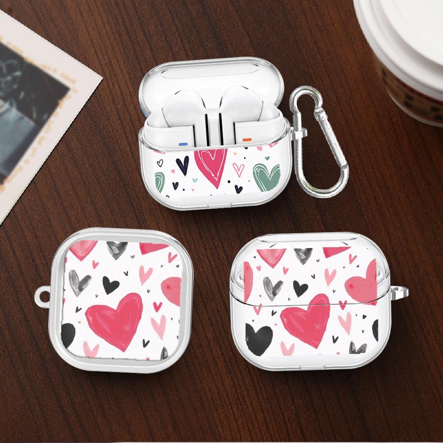 Чехол Love Heart Leopard Pink для Samsung Galaxy Buds 3Pro Live 2 4Pro 2Pro 4 Pro 3 FE Прозрачные Чехлы для Наушников Чехол с Крючком