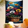 "Vibrant Flowers in Wicker Basket Design" Patterned tapestry home decor, suitable for bedroom and living room, gift