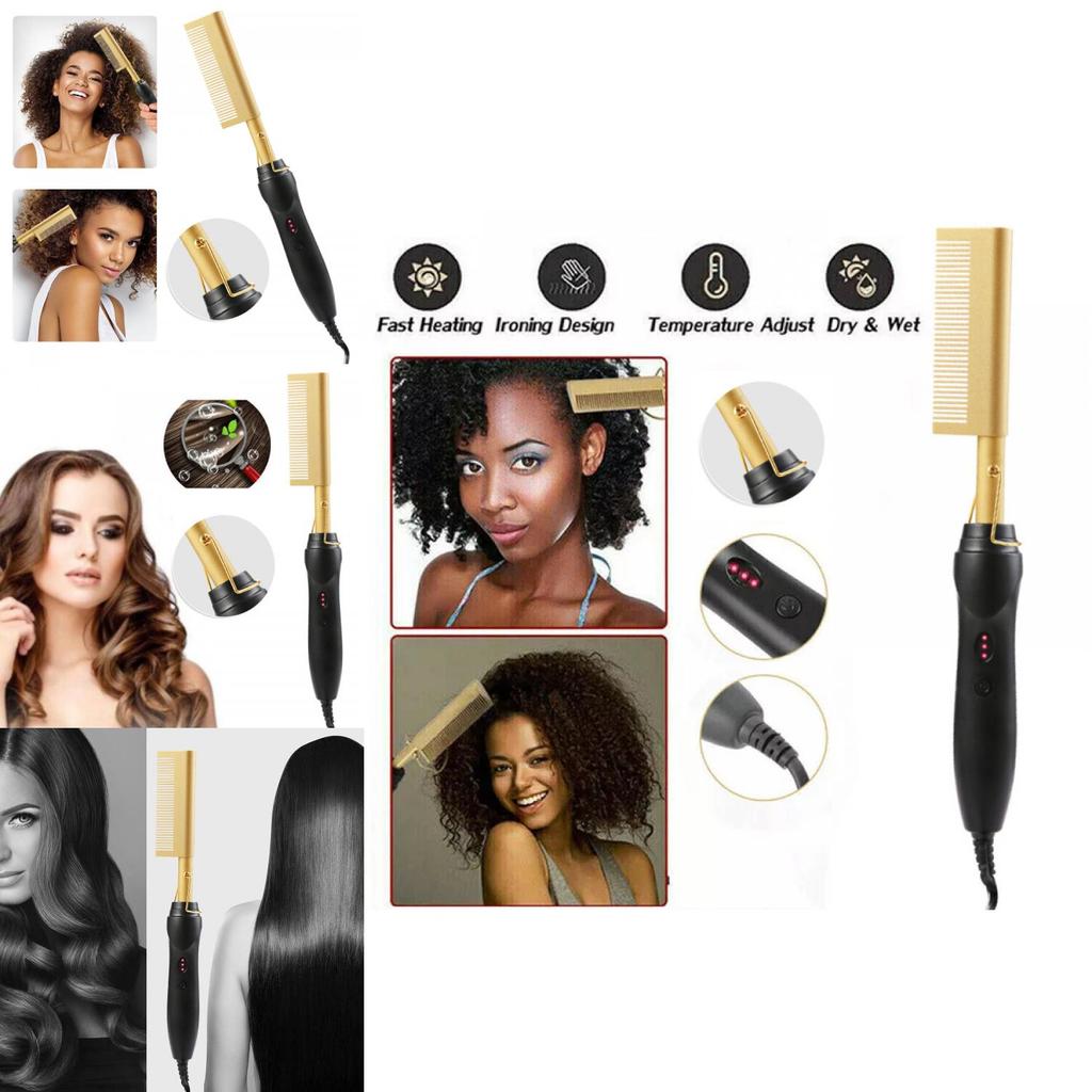 Hair Hot Comb Straightener Professional Press Comb Electric Curler Portable