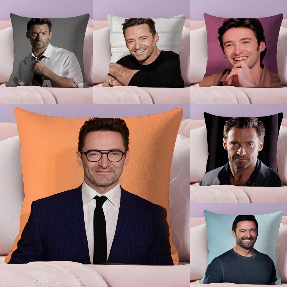 HHugh Jackman Actor Pillow Case Silky Short Plush With Invisible Zipper Dustproof Sofa Cushion Cover For Home Decor