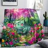 Bulbasaur Print Flannel Blanket, Ultra Soft High Quality All Seasons Warm Throw, Home Decor Cozy Blanket, Perfect Christmas Gift