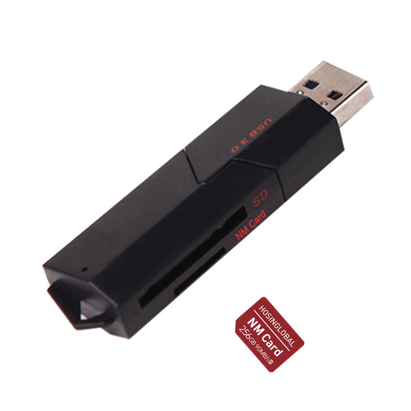 Высокоскоростной считыватель карт памяти SD и NM USB 3.0 со сдвижной крышкой