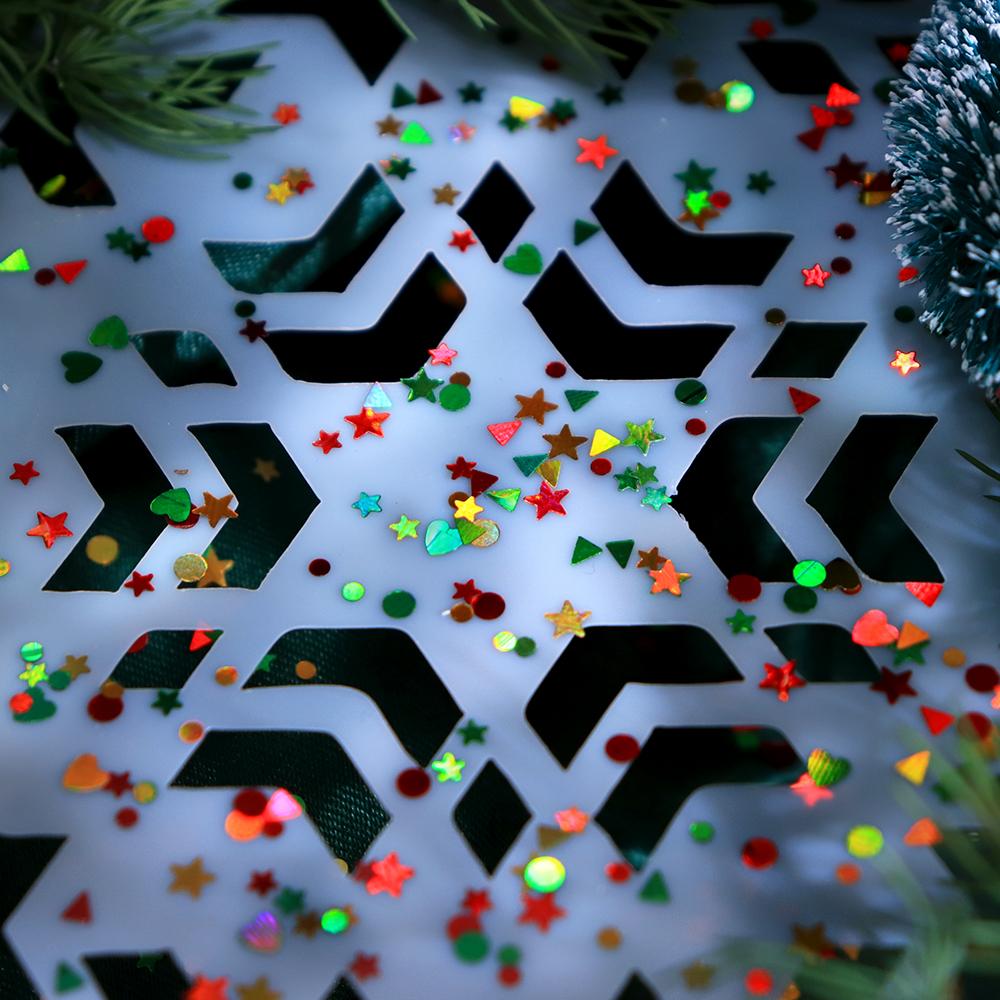 1 Box Christmas Nail Art Sequin Decorations, Mixed-shape Glitter Star, Heart Designs, Festive Nail Parts, Xmas Parties Nail Art Supplies