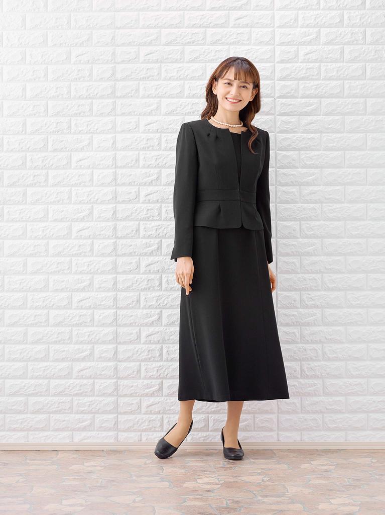 Black Formal Mourning Clothes Open Front Ensemble Formal Clothes Washable Long Length Dress [Margaret Gold] Women's M471-13