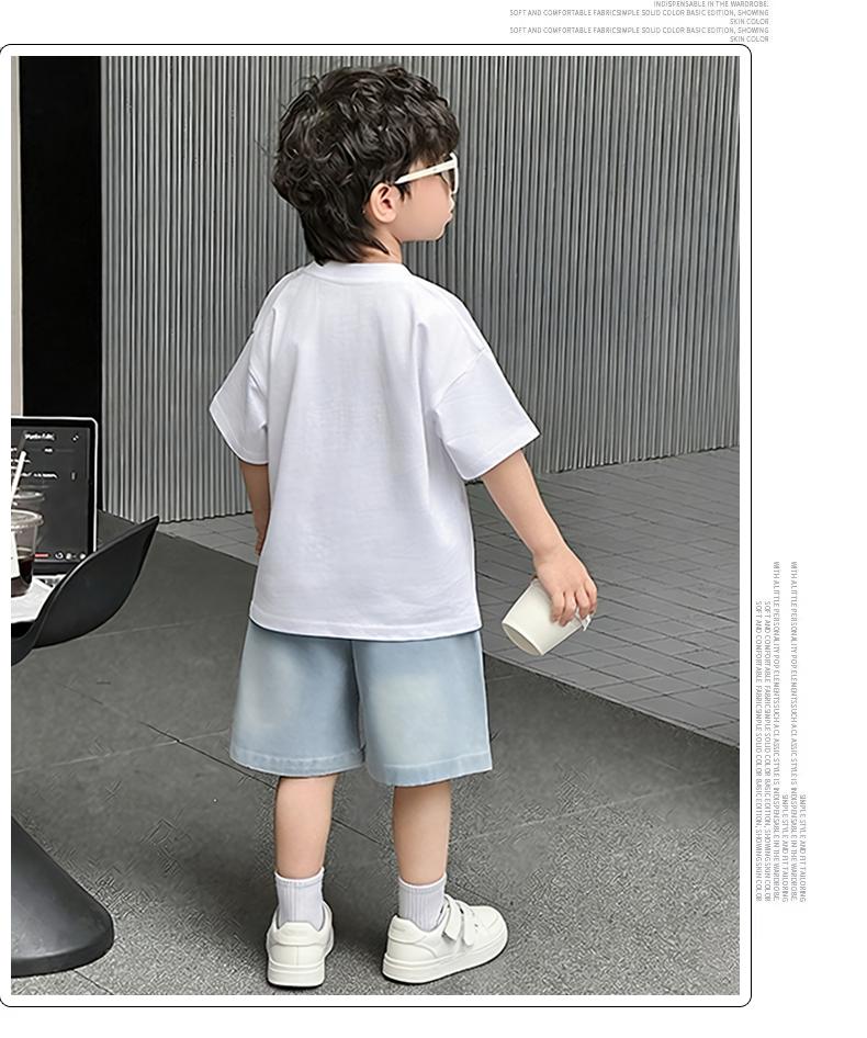Boys' Summer Set 2026 New Style Children's Stylish Cartoon Short Sleeve Two piece Set Boys' Baby Casual Clothes Trendy