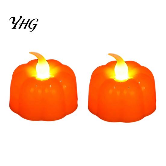 Candy Bag Fillers for Halloween 2Pcs Pumpkin Flameless Candles, Battery Operated LED Candle, Decorative Candles Decoration Lights Light, 3D