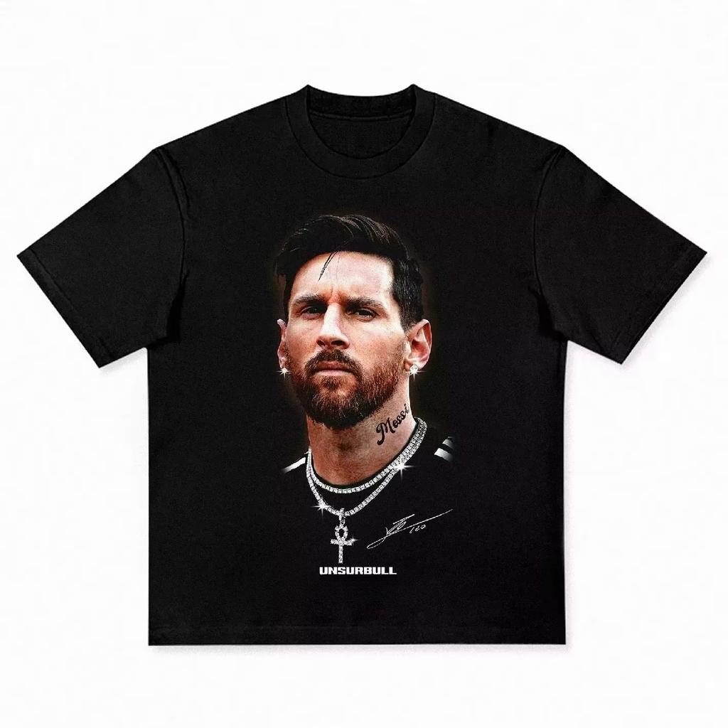 Cristiano Ronaldo Neymar Lionel Messi Football Superstar Portrait Printed Tee Men Women Cotton Loose Casual Short Sleeve Tshirts