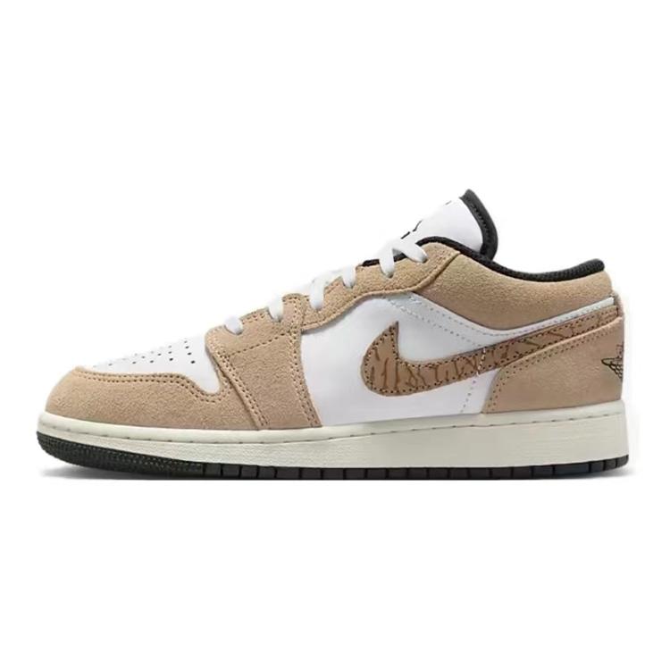Jordan Air Jordan 1 Low Винтажные Баскетбольные Кроссовки Женские Белые Коричневые DZ5368-201(Team116-AJ)