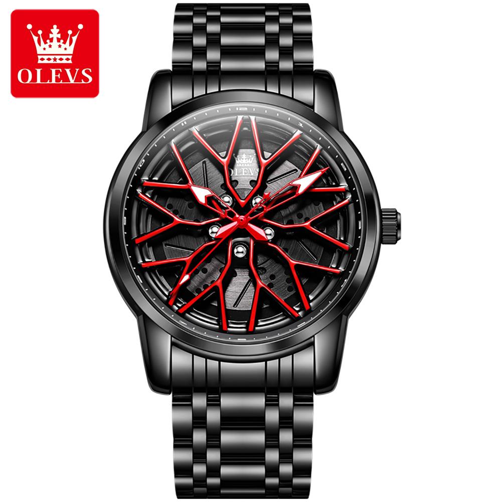 Olevs 3701 Luxury Hollow Out Rotation Sport Fashion Luminous Waterproof Waterproof Stainless Steel Quartz Watch