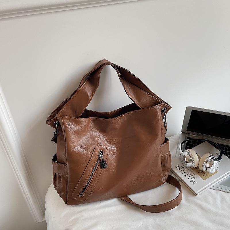 2025 Женская Модная Текстурированная Сумка-Тоут Большой Вместимости на Плечо и Через Плечо